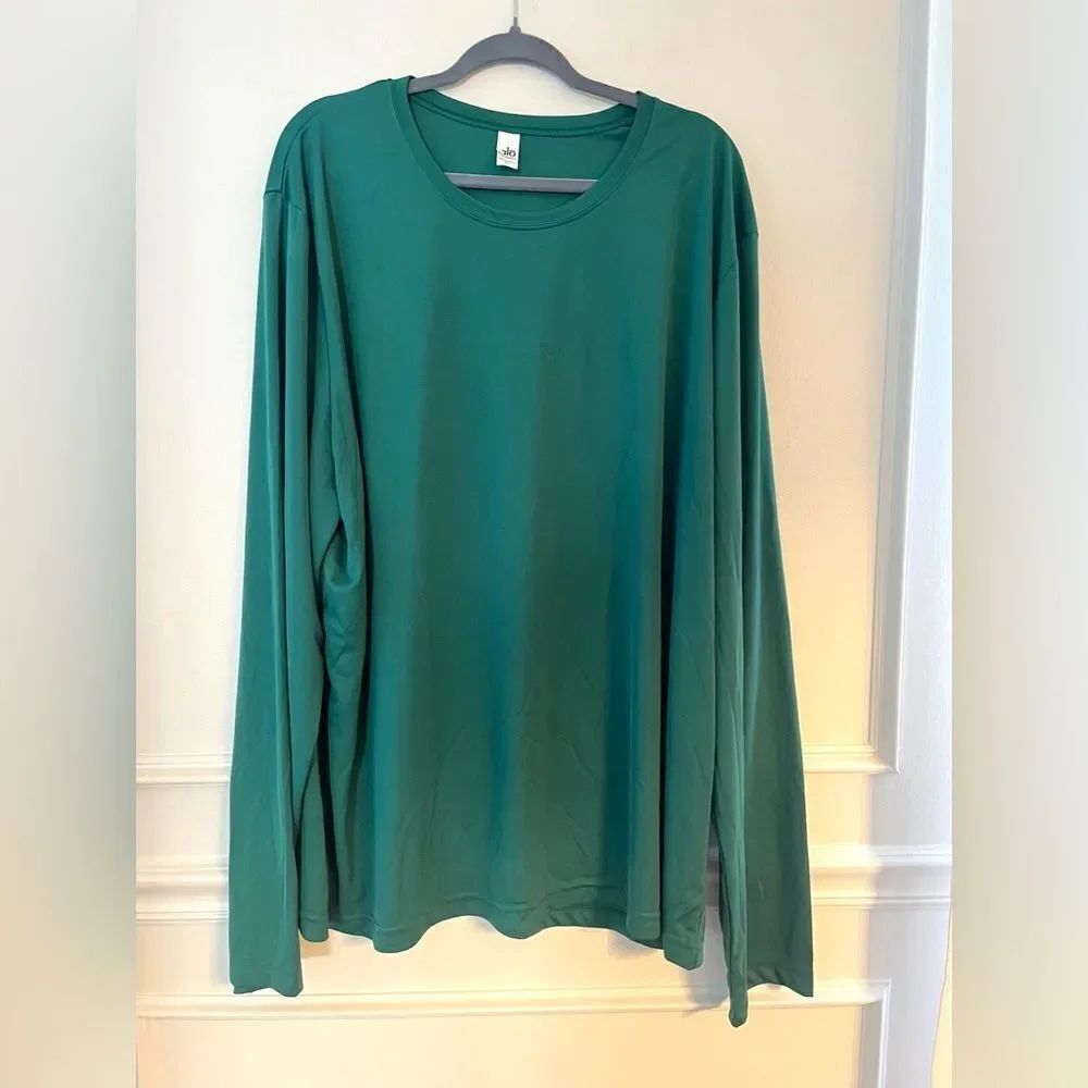 Alo Yoga Men’s Long Sleeve Performance Tee in Forest Green 3XL NWT
